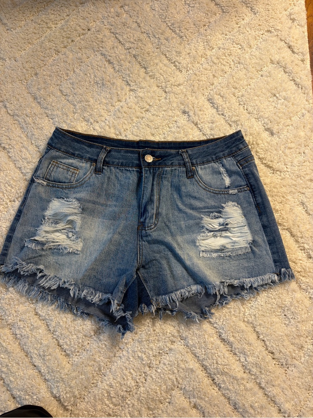 Amazon Women's Distressed Denim Jean Shorts in Blue